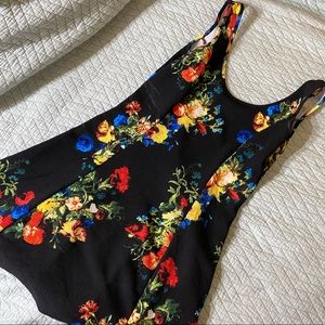 Black floral mini dress